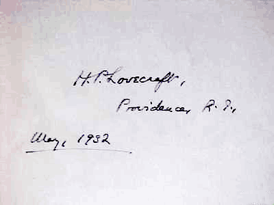 Автограф Лавкрафта